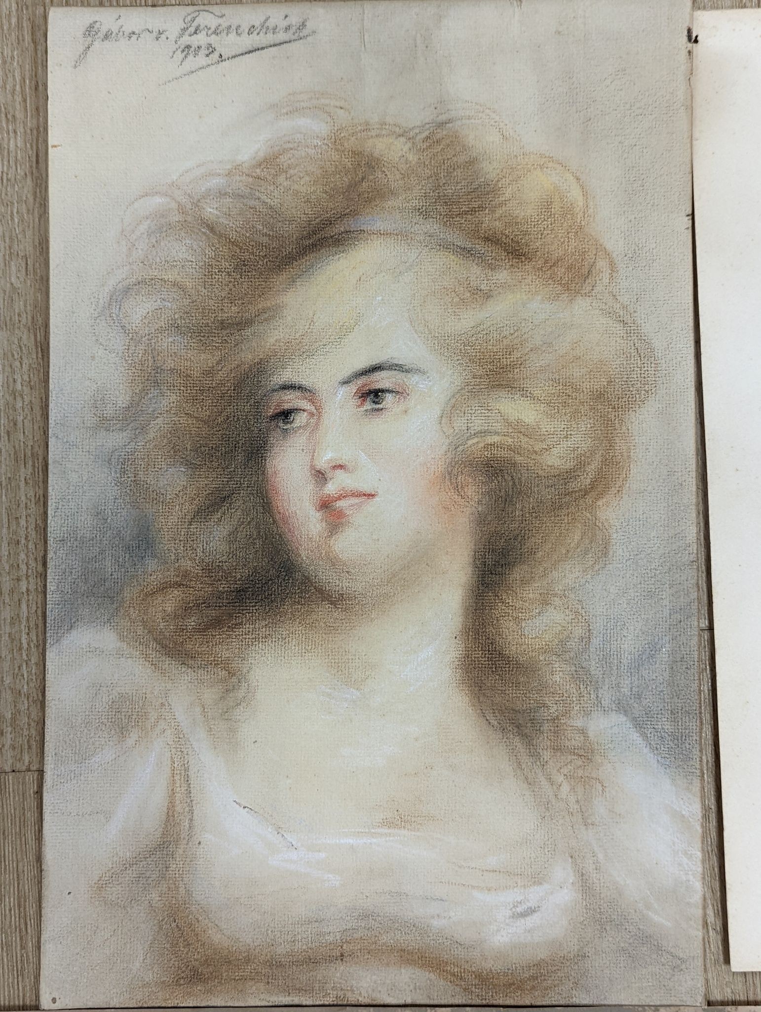 G A B Ferenchini, pastel, Head study of a lady, signed and dated 1903, 38 x 25cm and three assorted watercolour landscapes, all unframed